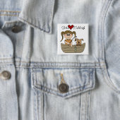 Badge Carré 5 Cm Pêche d'amour de filles (En situation)