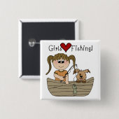 Badge Carré 5 Cm Pêche d'amour de filles (Devant & derrière)