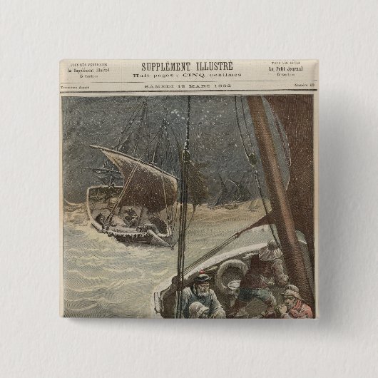 Badge Carré 5 Cm Pêcheurs de Terre-Neuve (Devant)