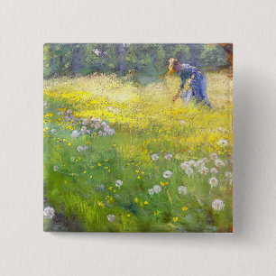 Badge Carré 5 Cm Peder Severin Kroyer - Marie Kroyer dans le jardin