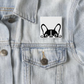 Badge Carré 5 Cm Peeking french bulldog (En situation)