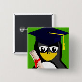 BADGE CARRÉ 5 CM PÉGUIN DE DIPLÔME (Devant & derrière)