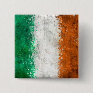 Badge Carré 5 Cm Peignez le drapeau d'Irlandais d'éclaboussure