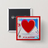 Badge Carré 5 Cm Peint Valentine Heart Ajouter Votre Photo (Devant & derrière)