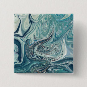 Badge Carré 5 Cm Peinture Abstraite de la mer Bleue