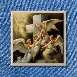 Badge Carré 5 Cm Peinture d'anges vintage Rock of Ages