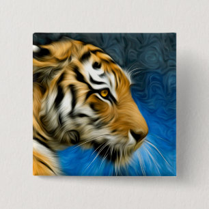 Badge Carré 5 Cm Peinture d'art de tigre