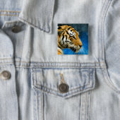 Badge Carré 5 Cm Peinture d'art tigre (En situation)
