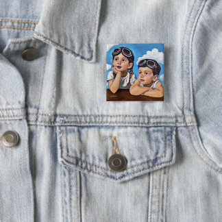 Badge Carré 5 Cm Peinture de Chérubin Moderne - Art Inspiré de Remb