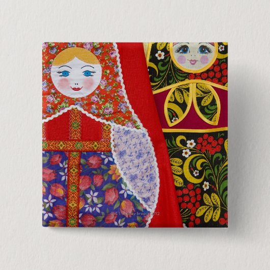 Badge Carré 5 Cm Peinture de la poupée russe Matryoshka (Devant)