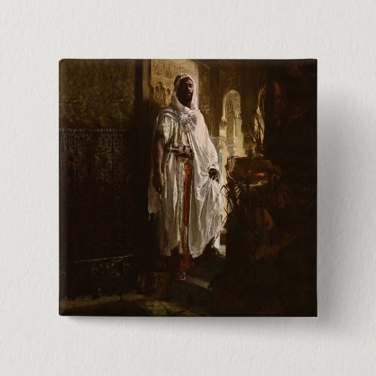 Badge Carré 5 Cm Peinture en chef maure africaine Portrait (Devant)