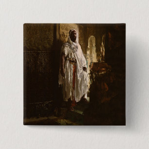 Badge Carré 5 Cm Peinture en chef maure africaine Portrait