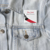 Badge Carré 5 Cm Peinture Peintre Service Société Pinceau Rouge (En situation)