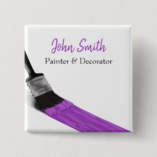 Badge Carré 5 Cm Peinture Peintre Service Société Pinceau violet