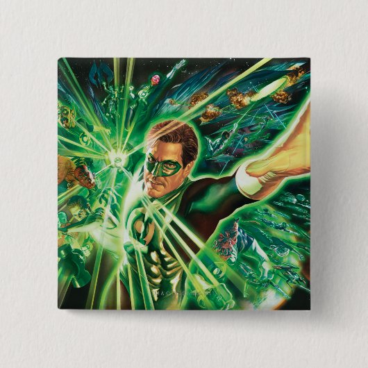 Badge Carré 5 Cm Peinture verte de lanterne (Devant)