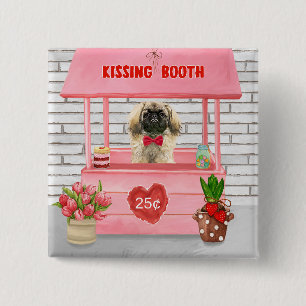 Badge Carré 5 Cm pekingese Chien Valentine's Day Kissing Booth