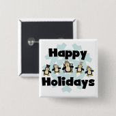 Badge Carré 5 Cm Penguin Happy Holidays Tshirts et cadeaux (Devant & derrière)