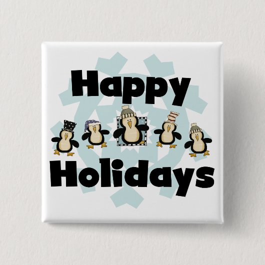 Badge Carré 5 Cm Penguin Happy Holidays Tshirts et cadeaux (Devant)