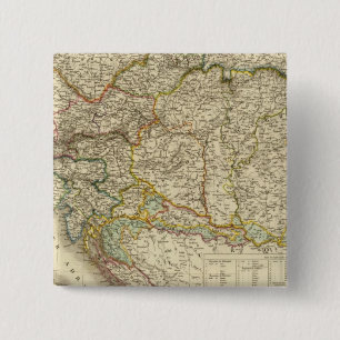 Badge Carré 5 Cm Péninsule des Balkans centraux Autriche Hongrie