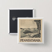 Badge Carré 5 Cm Pennsylvanie - Poster WPA Vintage - ferme et terra (Devant & derrière)