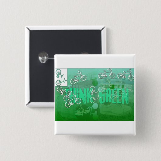 Badge Carré 5 Cm penser vert (Devant & derrière)