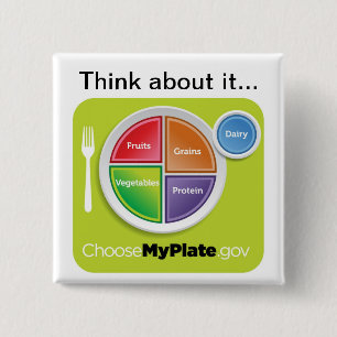 Badge Carré 5 Cm Pensez cela choisissent le bouton de MyPlate