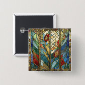 Badge Carré 5 Cm Pépites en chef rouges en verre tendu au lever du  (Devant & derrière)