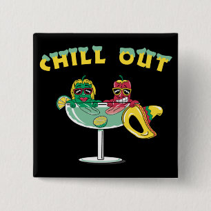 Badge Carré 5 Cm Peppers chili mignonne en Margarita Chill Out
