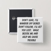 Badge Carré 5 Cm Perdu, problème (Devant & derrière)