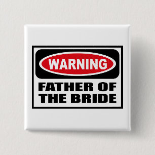 Badge Carré 5 Cm PÈRE d'avertissement du bouton de JEUNE MARIÉE