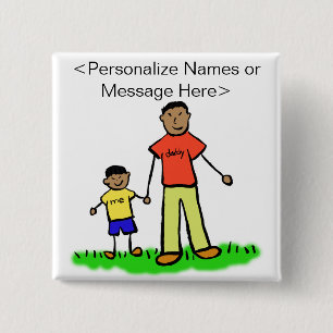 Badge Carré 5 Cm Père et Fils Famille Caractère Art Boutons personn