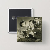 Badge Carré 5 Cm Père lisant au fils (Devant & derrière)