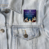 Badge Carré 5 Cm Père Noël à la Nativité (En situation)