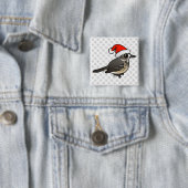 Badge Carré 5 Cm Père Noël American Pipit (En situation)