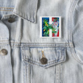 BADGE CARRÉ 5 CM PÈRE NOËL AVEC BALLONS ET NOËL ARBRE H MONOGRAMME (En situation)