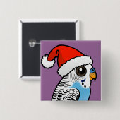 Badge Carré 5 Cm Père Noël Budgie Blue (Devant & derrière)