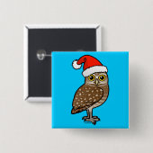 Badge Carré 5 Cm Père Noël Burrowing Owl (Devant & derrière)