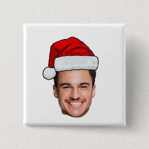 Badge Carré 5 Cm Père Noël Chapeau de Noël Photo de Visage Personna