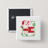 Badge Carré 5 Cm Père Noël Christmukkah (Devant & derrière)