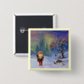 BADGE CARRÉ 5 CM PÈRE NOËL DES GNOMES (Devant & derrière)