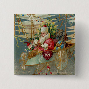 Badge Carré 5 Cm Père Noël et son bouton Extraordinaire de la machi