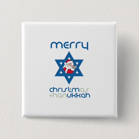 BADGE CARRÉ 5 CM PÈRE NOËL JUIF (Devant)