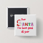 Badge Carré 5 Cm Père Noël rouge blanc Noël vacances (Devant & derrière)