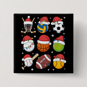 Badge Carré 5 Cm Père Noël Sports Noël Sport Balle Joueur Amateur