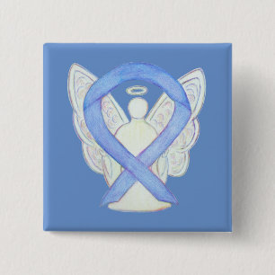 Badge Carré 5 Cm Périwinkle Angel Sensibilisation Ruban Pièces d'ar