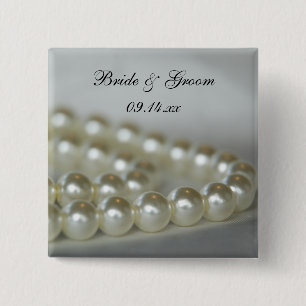 Badge Carré 5 Cm Perles blanches de mariage