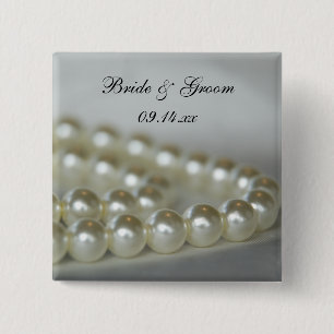 Badge Carré 5 Cm Perles Mariages blanches
