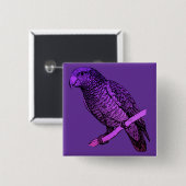 Badge Carré 5 Cm Perroquet pourpre (Devant & derrière)