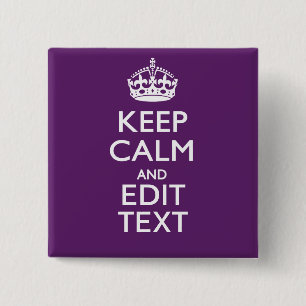 Badge Carré 5 Cm Personalisé KEEP CALM Votre texte sur Décor violet