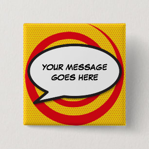 Badge Carré 5 Cm Personalised Comic Book Pop Art Speech Bubble